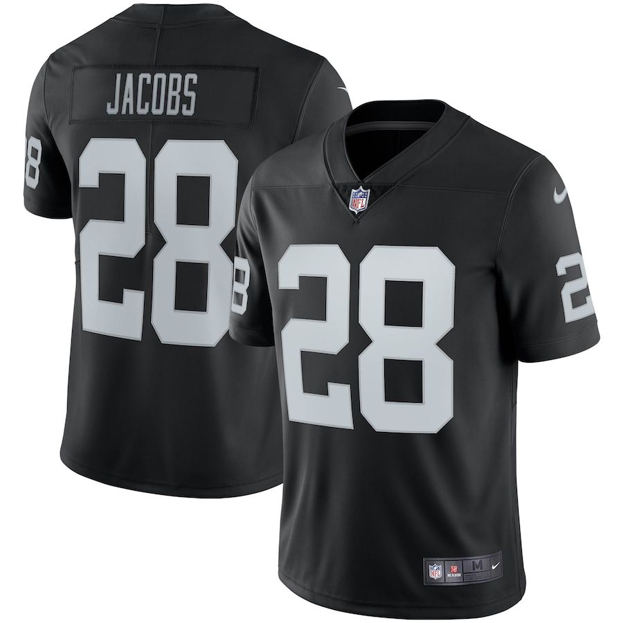 Men Oakland Raiders #28 Josh Jacobs Nike Black Vapor Limited NFL Jersey